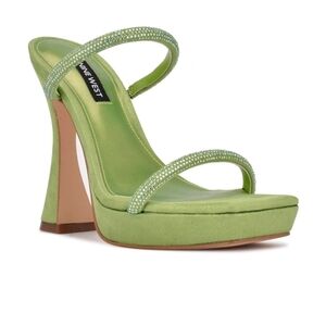 Nine West Bedazzled Adine Platform Sandals SZ 7.5
